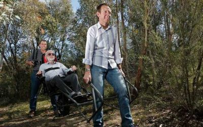 Wheelchair turns into chairlift. The National Parks Association tested the equipment.
