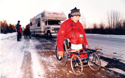 Man in Motion tour. Rick Hansen wheels into city hearts.