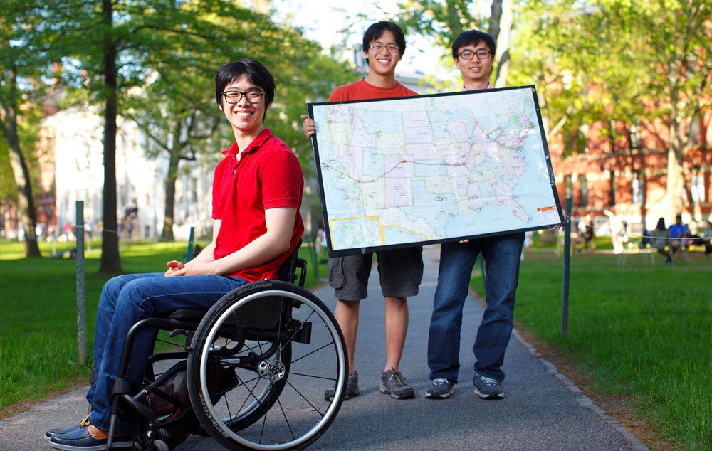 Harvard students will drive from Boston to Los Angeles along the route they have plotted in a wheelchair accessible van that Kunho Kim can drive.