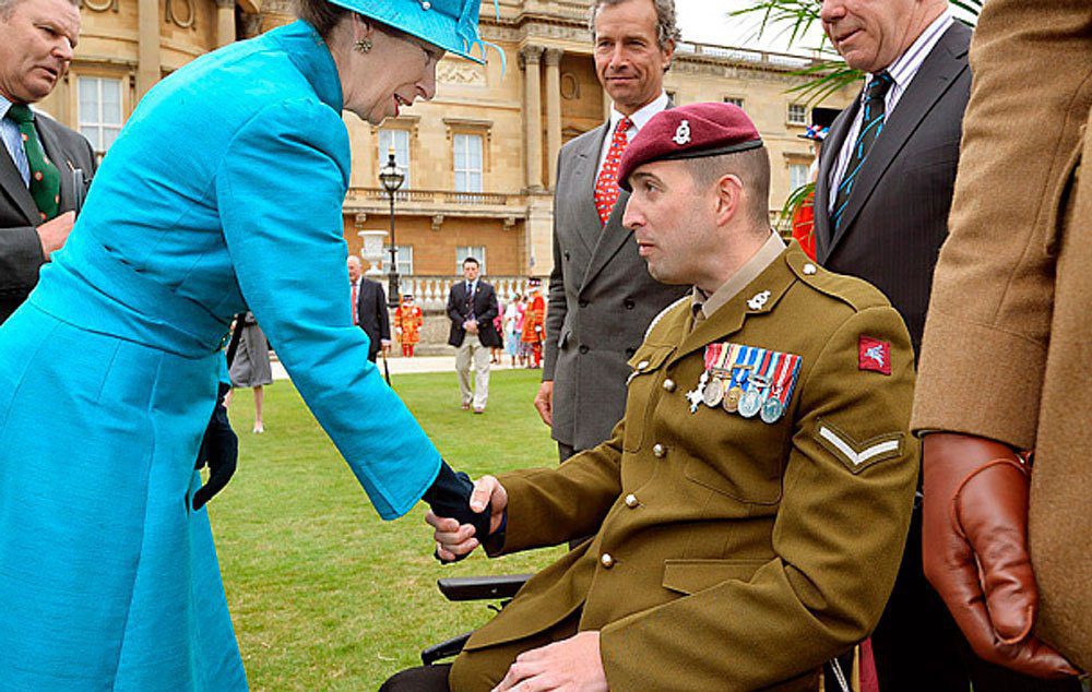 Princess Anne, The Princess Royal talks to Cpl Ben Parkinson who lost both legs in Afghanistan in 2006