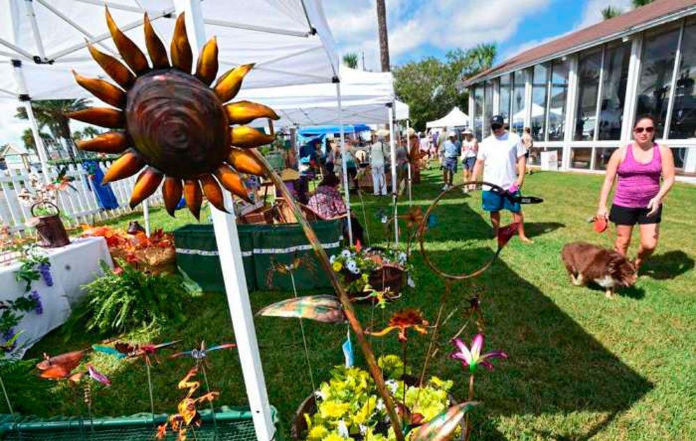 A metal sunflower and other garden art creations of Southern Sun Metal Works were on display for visitors at Museum and Pablo Historical Park.