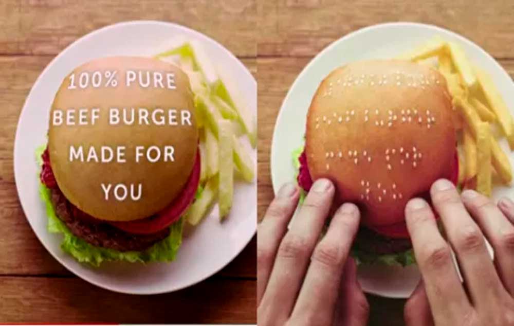 Campanha publicitária mostra Hamburguer Braille para mais de 800 mil pessoas