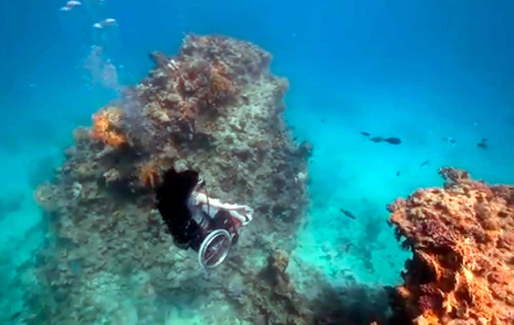 Surreal underwater wheelchair debuts in London