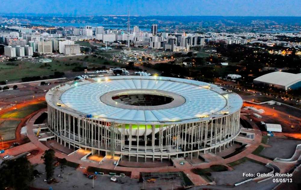 Vista aérea do Estádio Nacional Mané Garrincha em Brasília