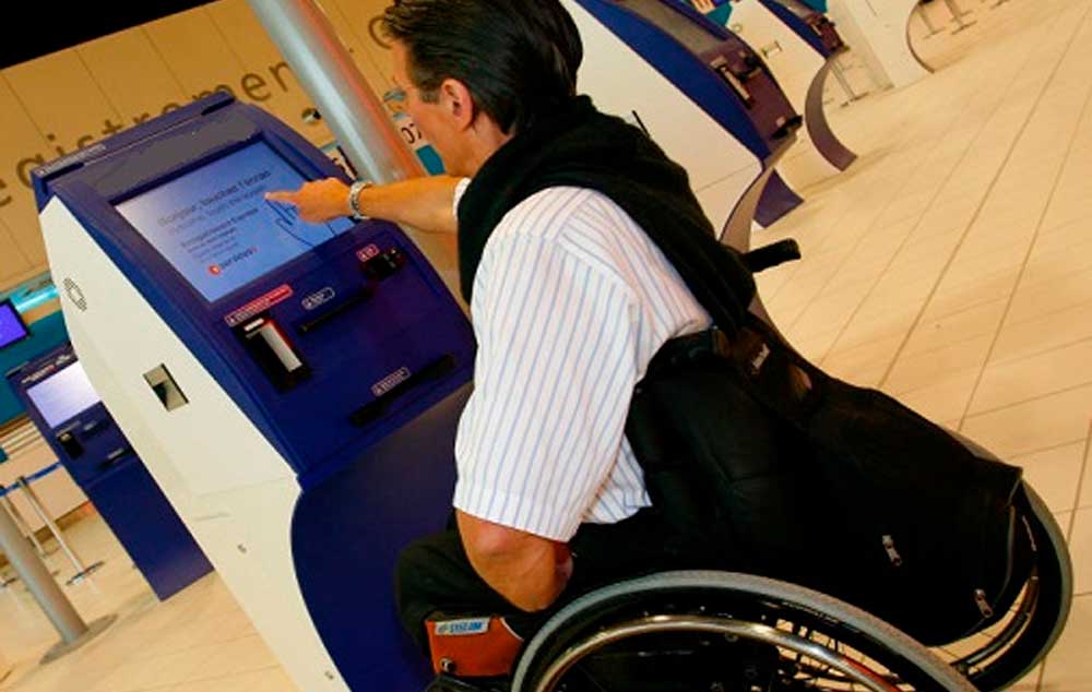 Many consumers check in by using airport kiosks, however, airlines and airports have not consistently made their equipment accessible to people with disabilities