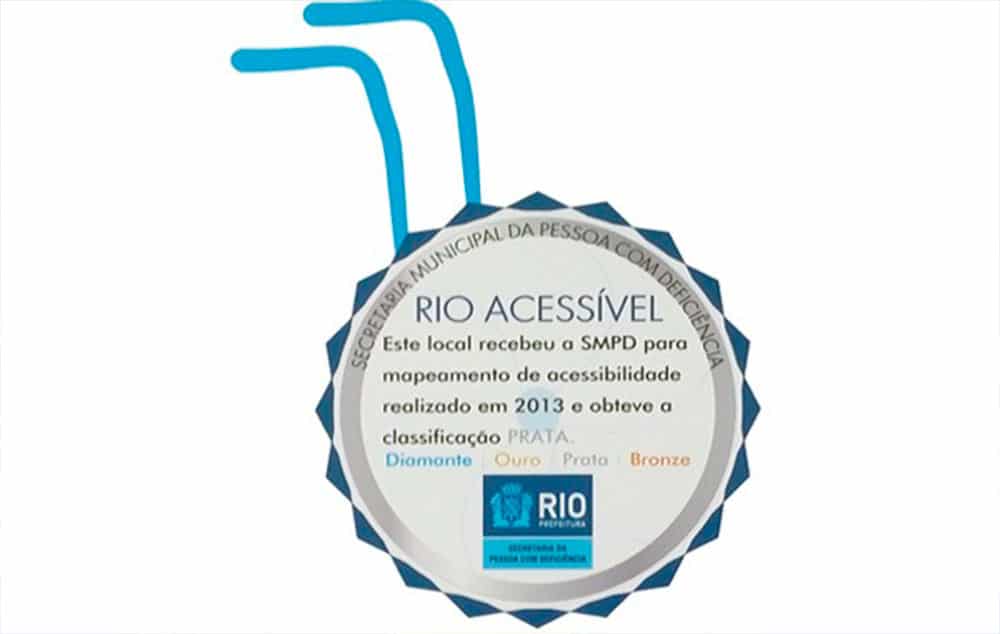 O selo de acessibilidade do Rio de Janeiro é dividido entre quatro classificações (bronze, prata, ouro e diamante)