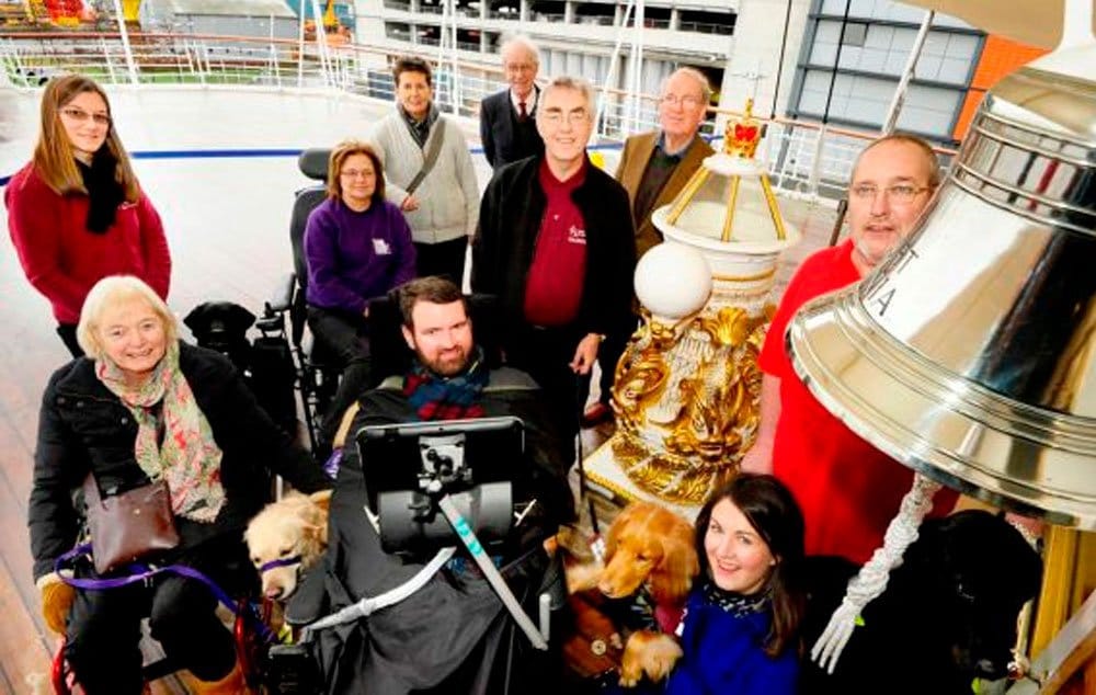 Euan MacDonald co-founder of online disability access guide “Euan’s Guide” aboard the Royal Yacht Britannia, a tourism initiative from VisitScotland.