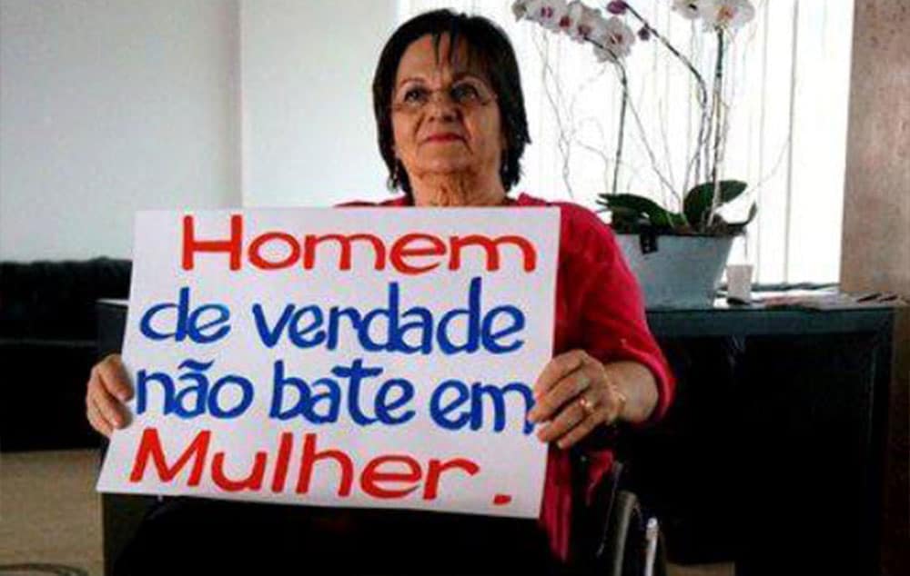 Maria da Penha participa da campanha "Homem de verdade não bate em mulher", uma iniciativa do Banco Mundial