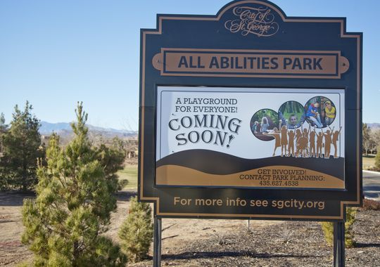 Construction progresses at theAll Abilities park at the Tonaquint Park complex Wednesday