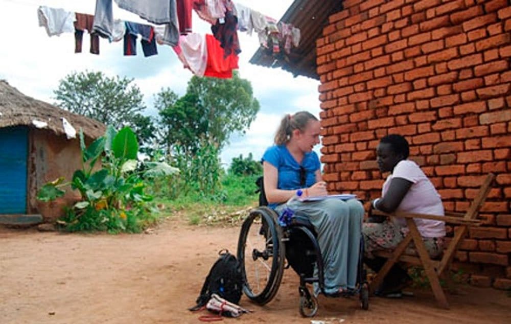 Lucy Robinson working in Uganda with Vitality, the charity she set up to help carers of people with spinal cord injuries