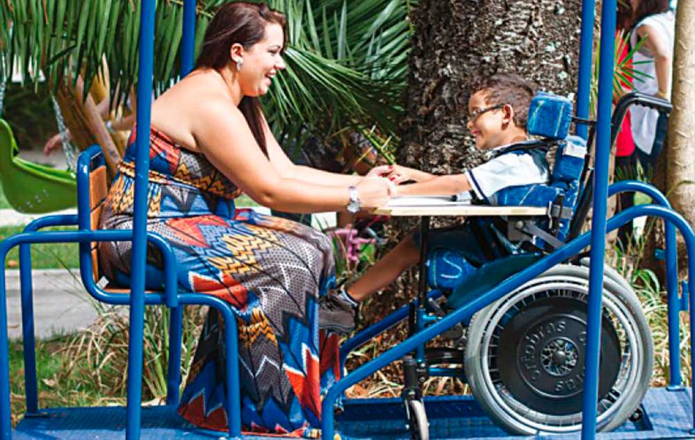 O primeiro parquinho infantil acessível da cidade de São Paulo, que foi inaugurado no dia 25 de janeiro em uma unidade da AACD