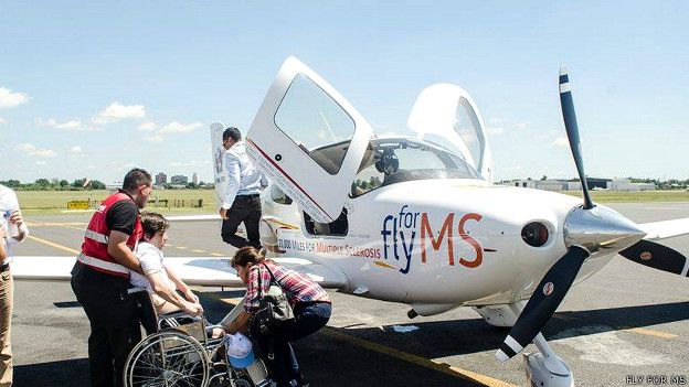 A punto de volar en Argentina.