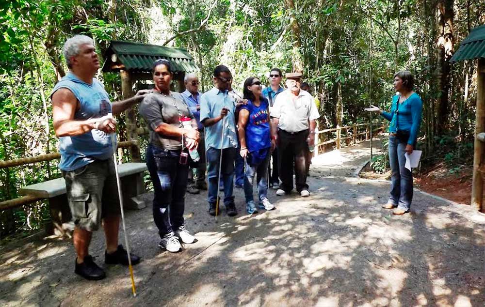 Trilha na UC no estado do Rio de Janeiro permite a pessoas com deficiência desfrutarem de passeios na floresta, explorando, principalmente, os sentidos.