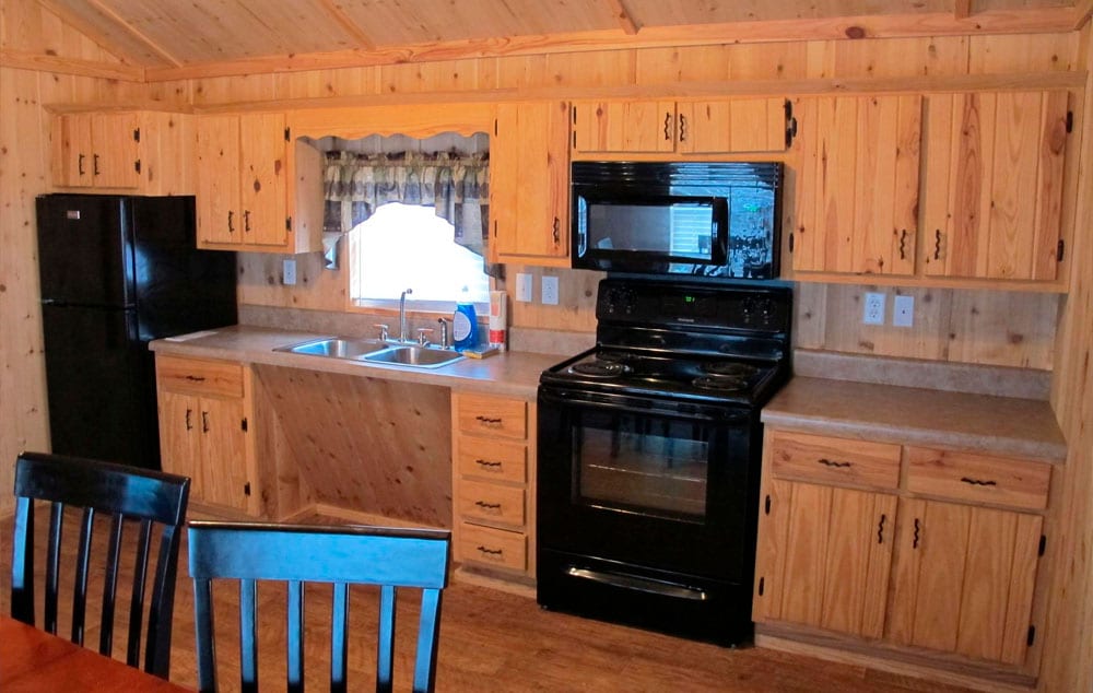 A one-bedroom cabin at Bear Creek Campground.