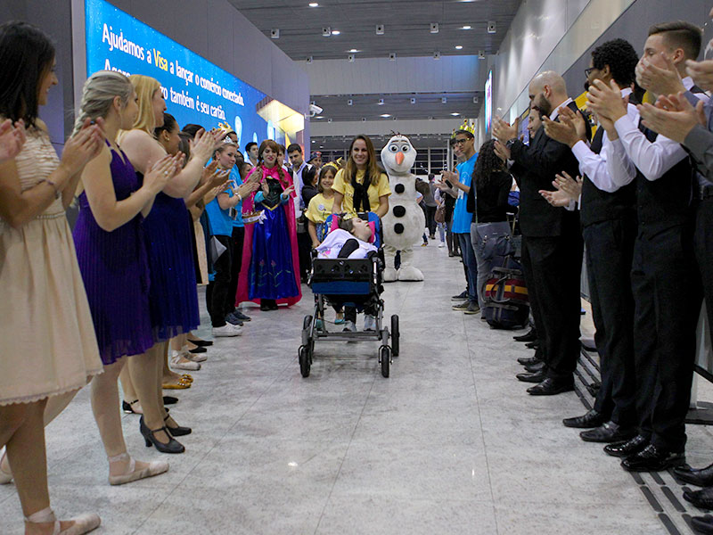 Recepção inicial no aeroporto antes do embarque