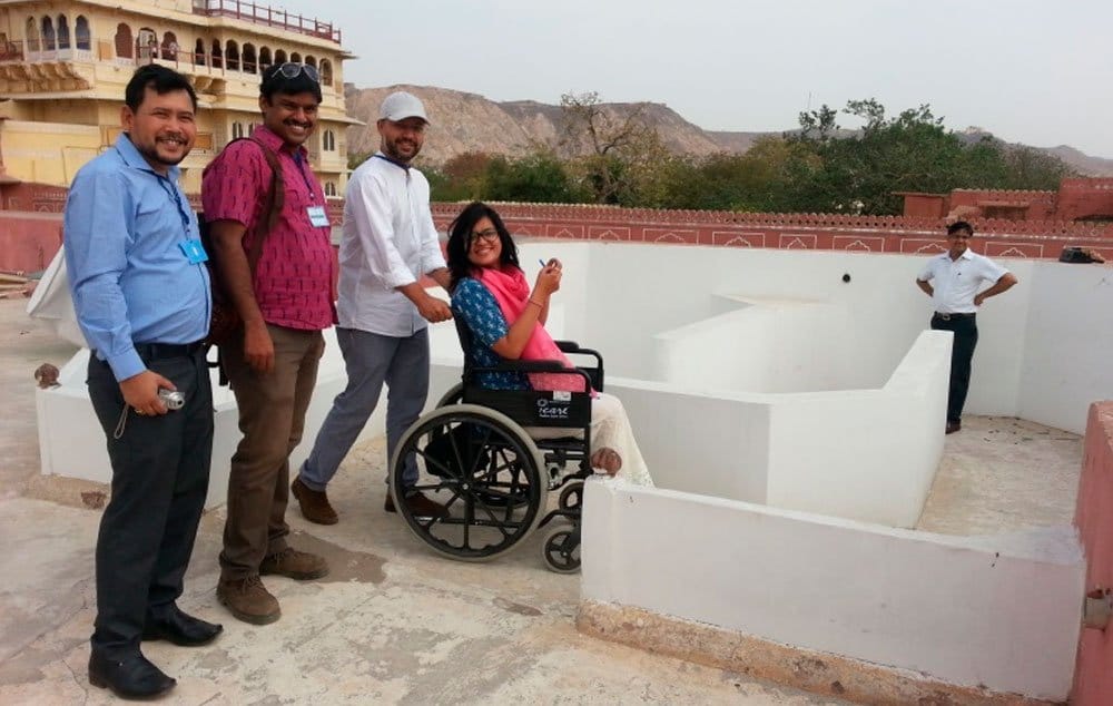 Deepak Kalra, UMANG School for the Disabled in Jaipur, led a simulation exercise in which participants were equipped with wheelchairs