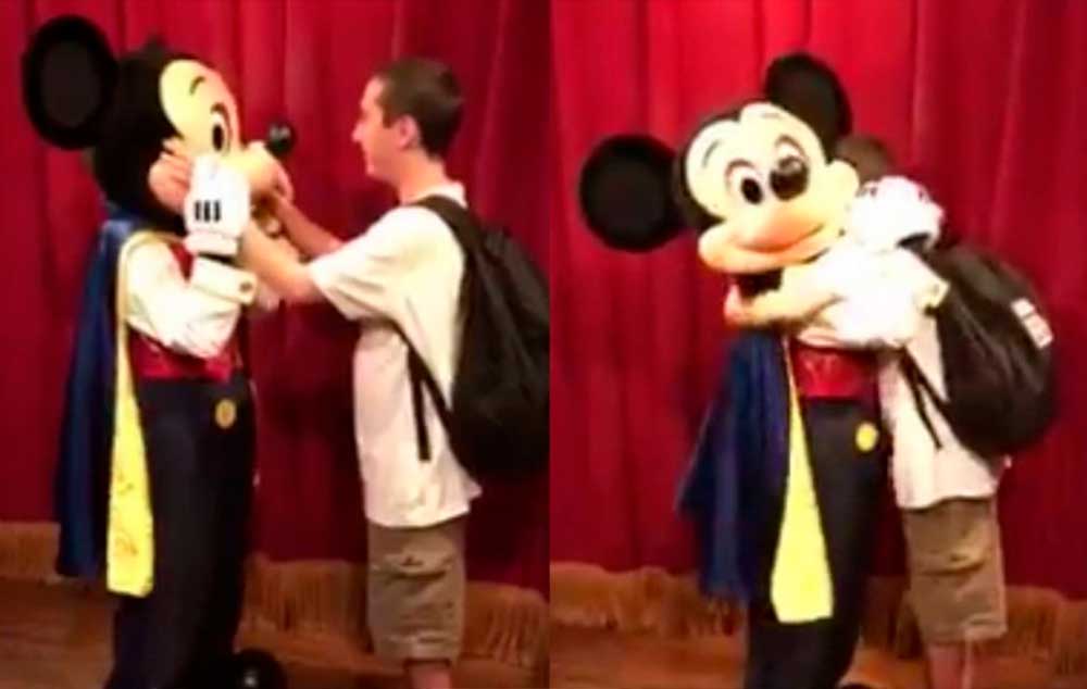 Imagens de Basilio Santana no momento em que conhece Mickey Mouse no Magic Kingdom, estão arrancando suspiros emocionados nas redes sociais.