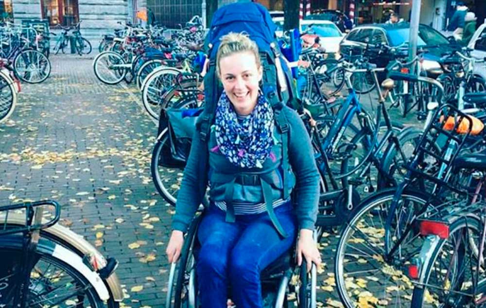 Caitlin has been travelling around Europe and South Africa in a wheelchair for three months.