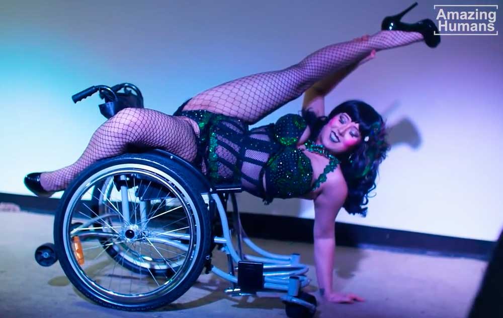 Disabled Burlesque Performer. She proves that her sexuality has no limits.