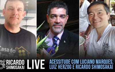 Live com profissionais da acessibilidade. Luiz Herzog, Luciano Marques e Ricardo Shimosakai.